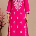 Hot Pink Chikankari Kurta Palazzo Set