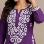 Royal Purple Chikankari Kurta Palazzo Set