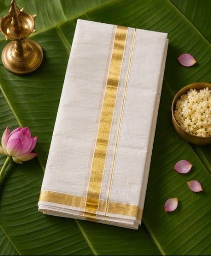 Classic Gold Small Kasavu Kerala Dhothi - Image 4