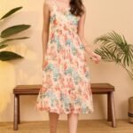 Floral Printed Sleeveless Midi Dress