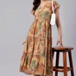 Floral Printed Tiered Midi Dress