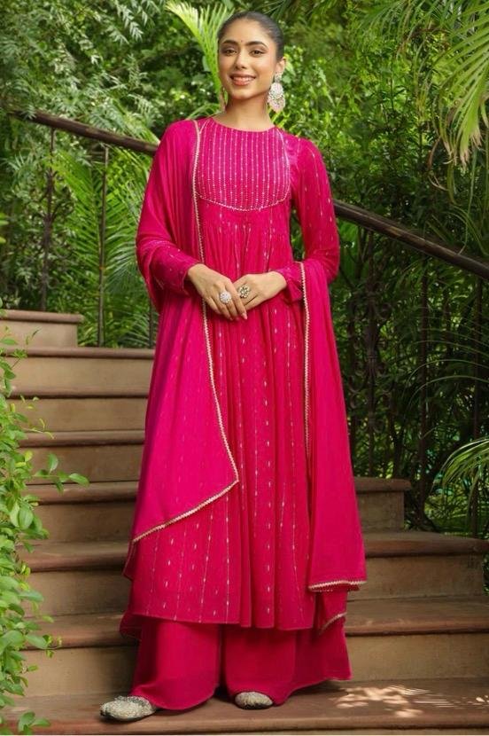 Hot Pink Embellished 3-Piece Kurta Set