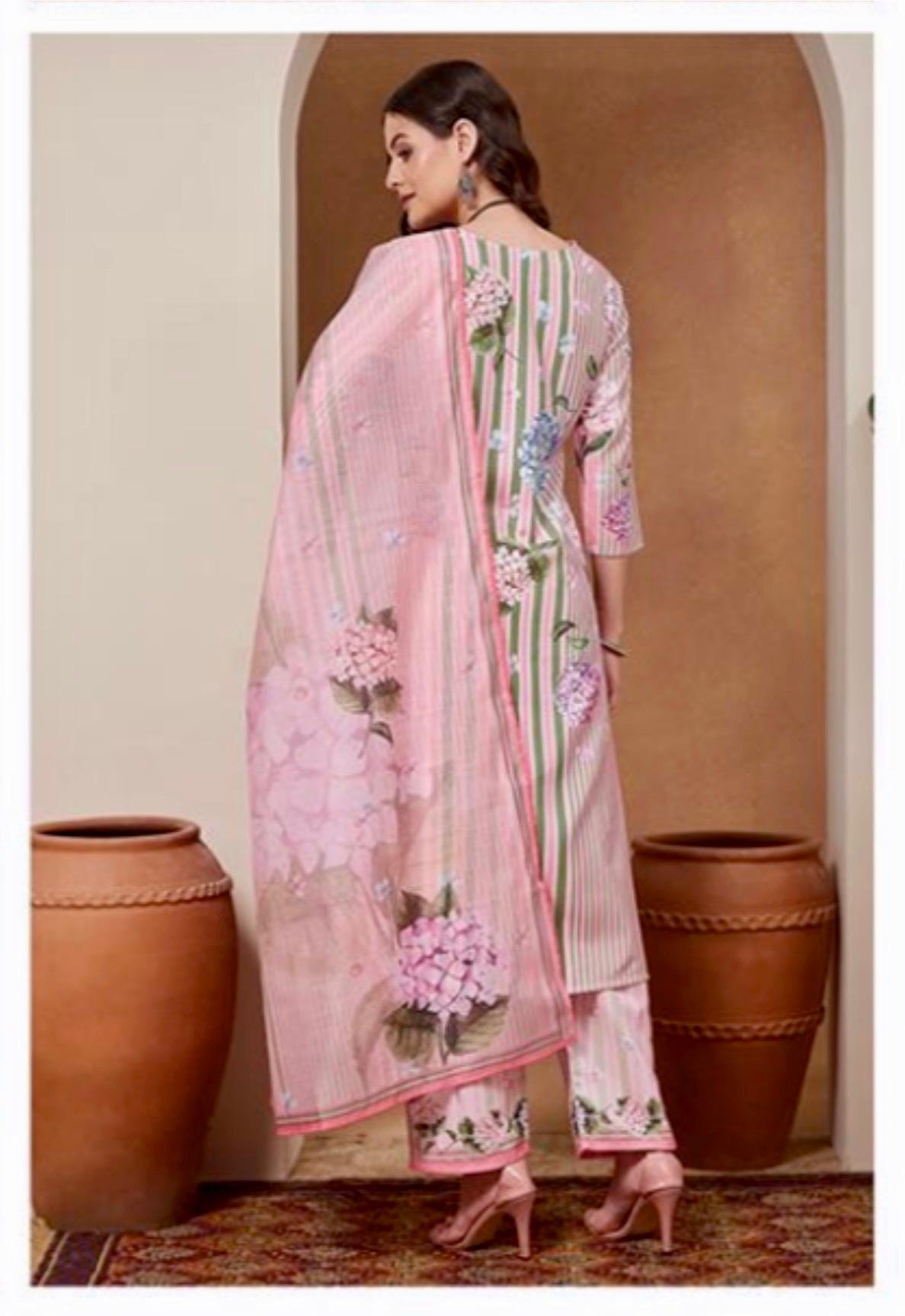 Light Pink Cotten Floral Printed Kurti - Image 3