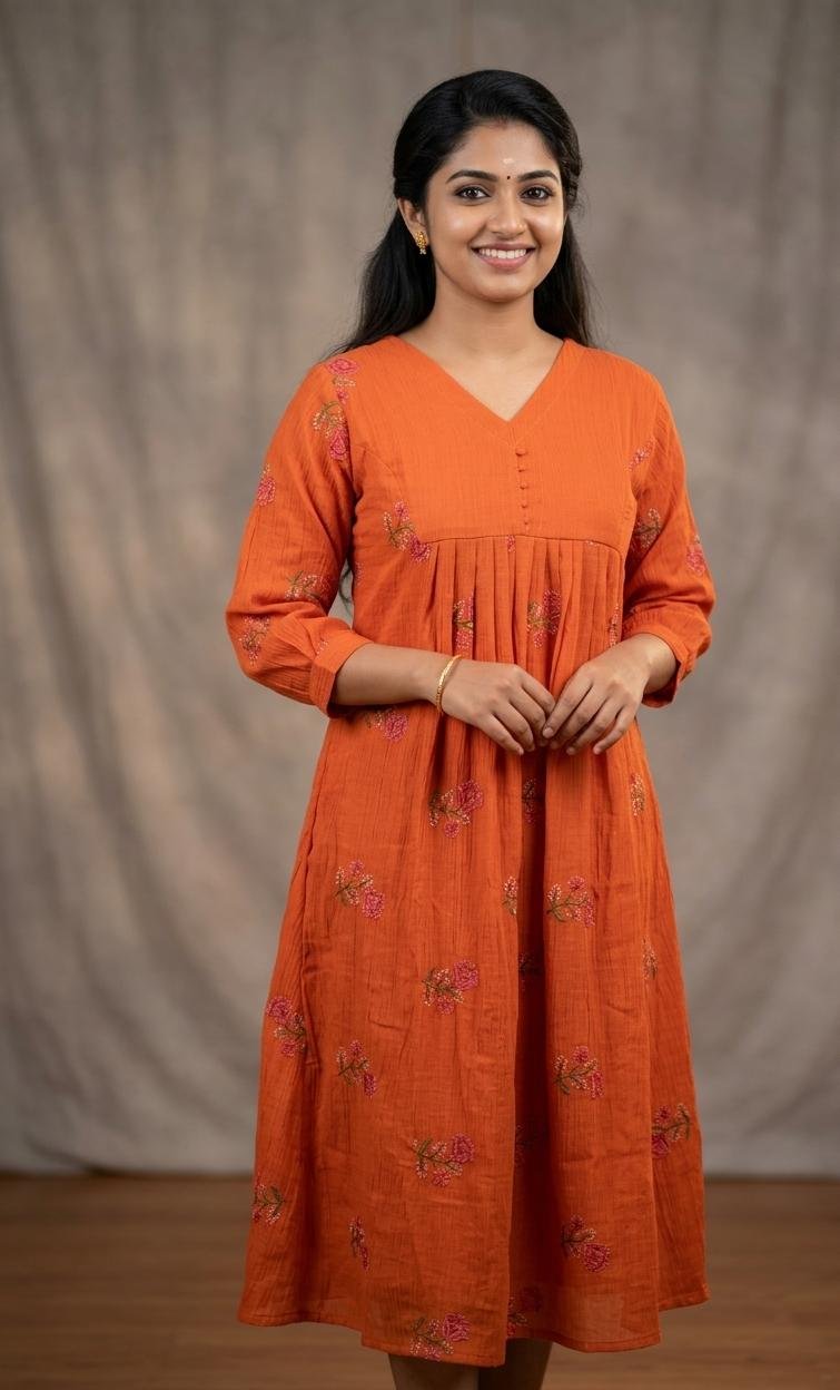 Multicolor Embroidered Mulchiffon Dress - Image 8