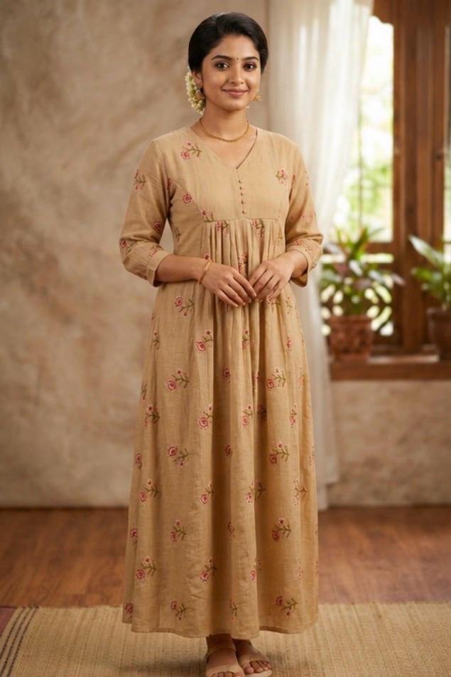 Multicolor Embroidered Mulchiffon Dress - Image 6