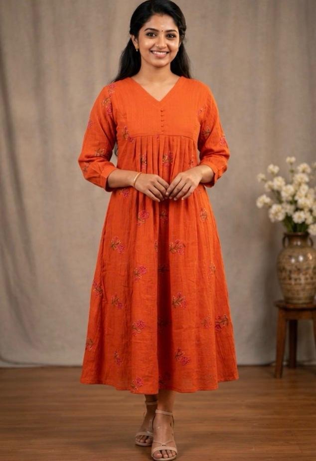 Multicolor Embroidered Mulchiffon Dress