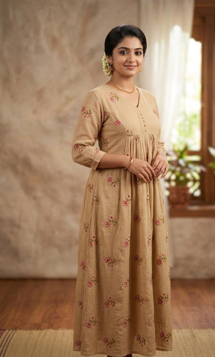 Multicolor Embroidered Mulchiffon Dress - Image 9