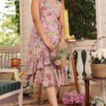 Pink Pure Cotton Floral Printed Tiered Dress