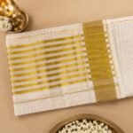 Premium Kerala Kasavu Cotton Saree with Golden Checks & Multi-Line Zari Border