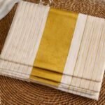 Premium Kerala Kasavu Cotton Saree with Rich Golden Zari Pallu