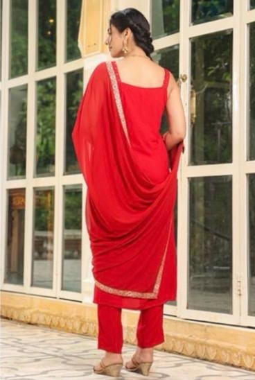 Rayon Foil Printed Straight -Cut Three Piece Kurta Set - Image 10