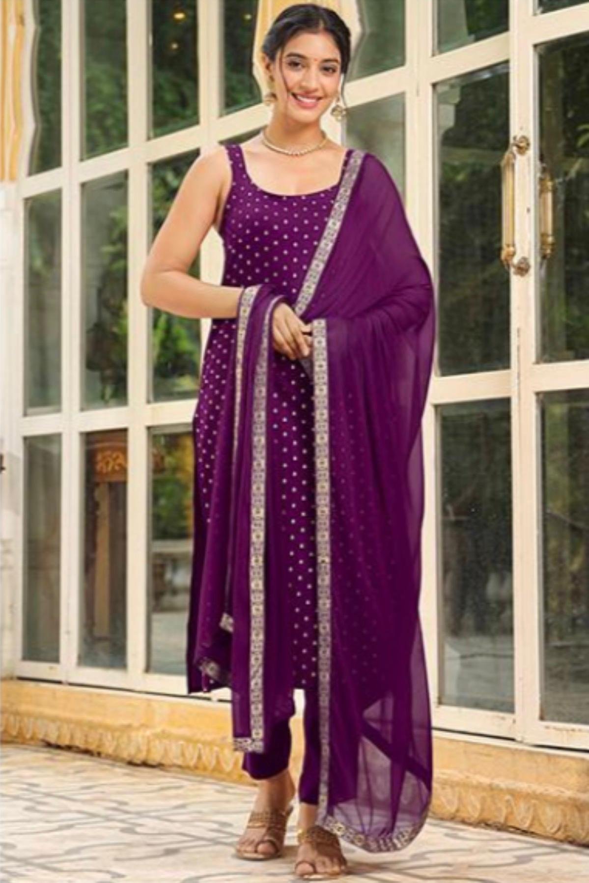 Rayon Foil Printed Straight -Cut Three Piece Kurta Set - Image 4