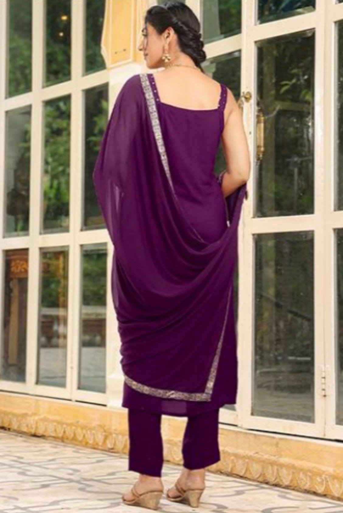 Rayon Foil Printed Straight -Cut Three Piece Kurta Set - Image 8