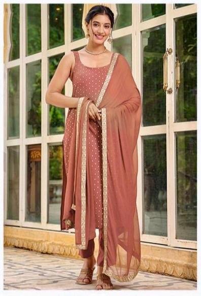 Rayon Foil Printed Straight -Cut Three Piece Kurta Set - Image 7