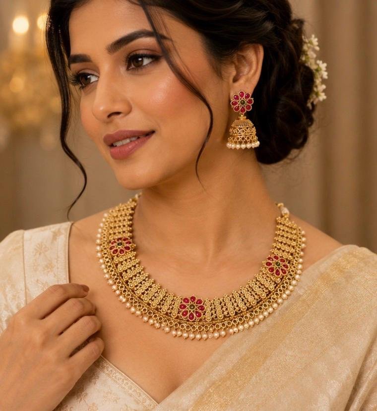 Ruby Blossom Heritage Necklace Set