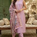 Sleeveless Silk Blend Floral 3-Piece Kurta Set