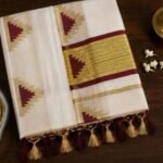 Traditional Kerala Kasavu Saree with Maroon Border