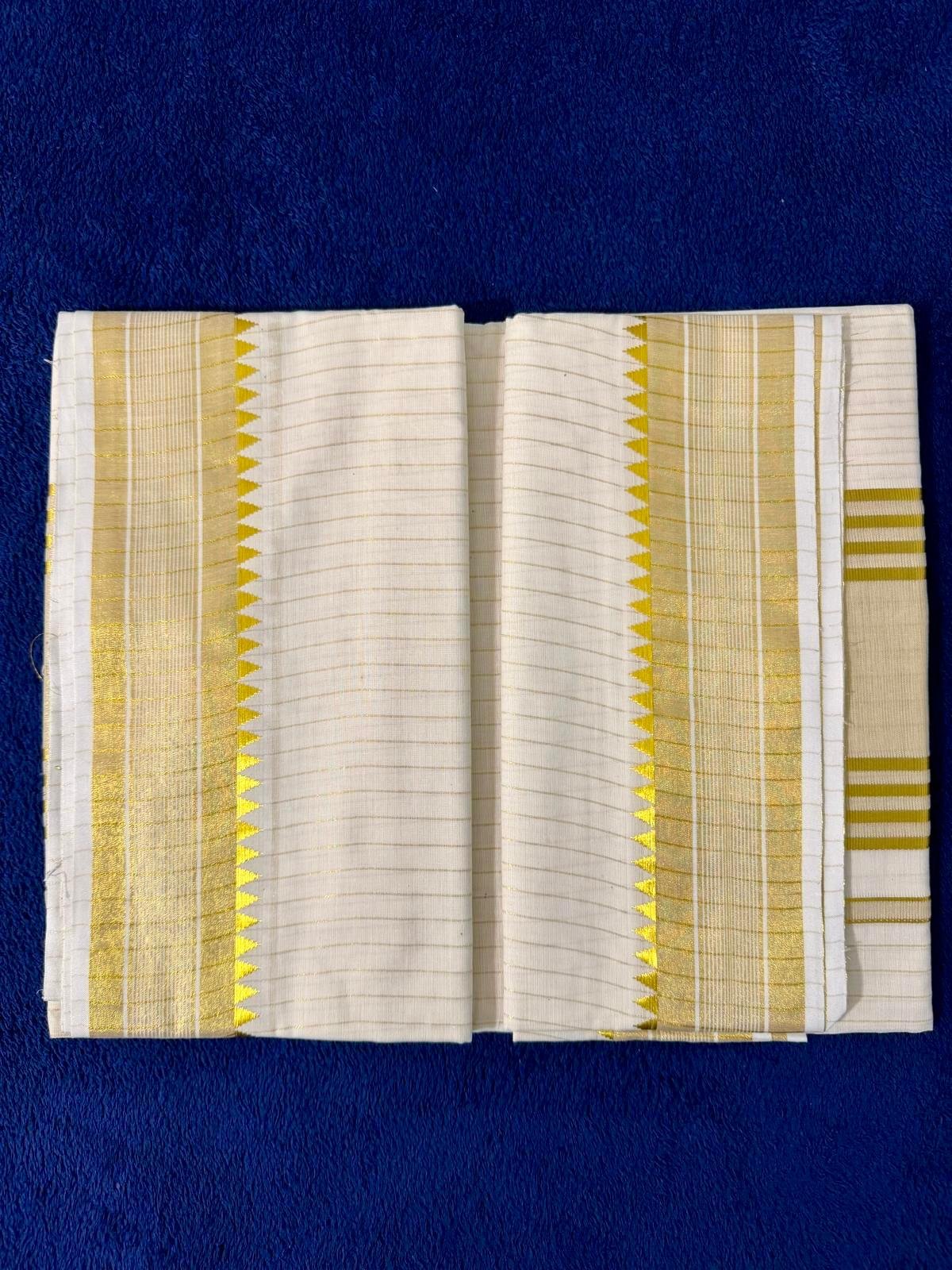 Classic Kerala Kasavu Cotton Saree with Traditional Golden Zari Border - Image 5