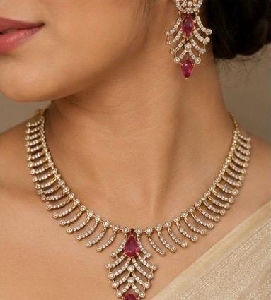 Antique Gold Leaf AD Necklace Set - Image 6