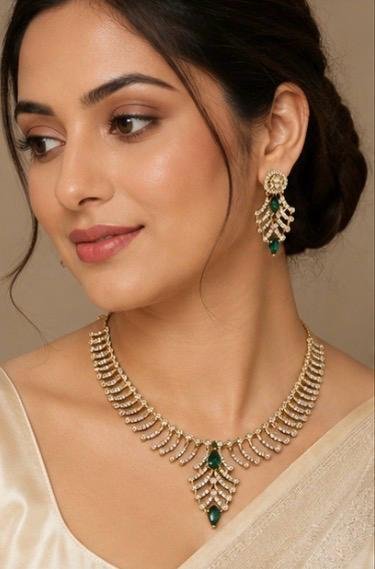 Antique Gold Leaf AD Necklace Set - Image 5