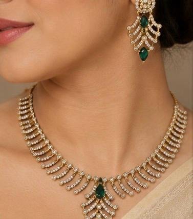 Antique Gold Leaf AD Necklace Set - Image 4