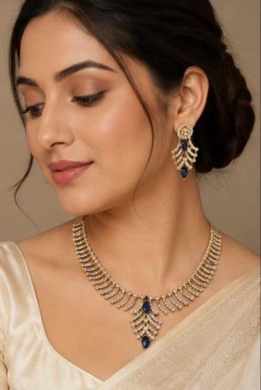 Antique Gold Leaf AD Necklace Set - Image 3