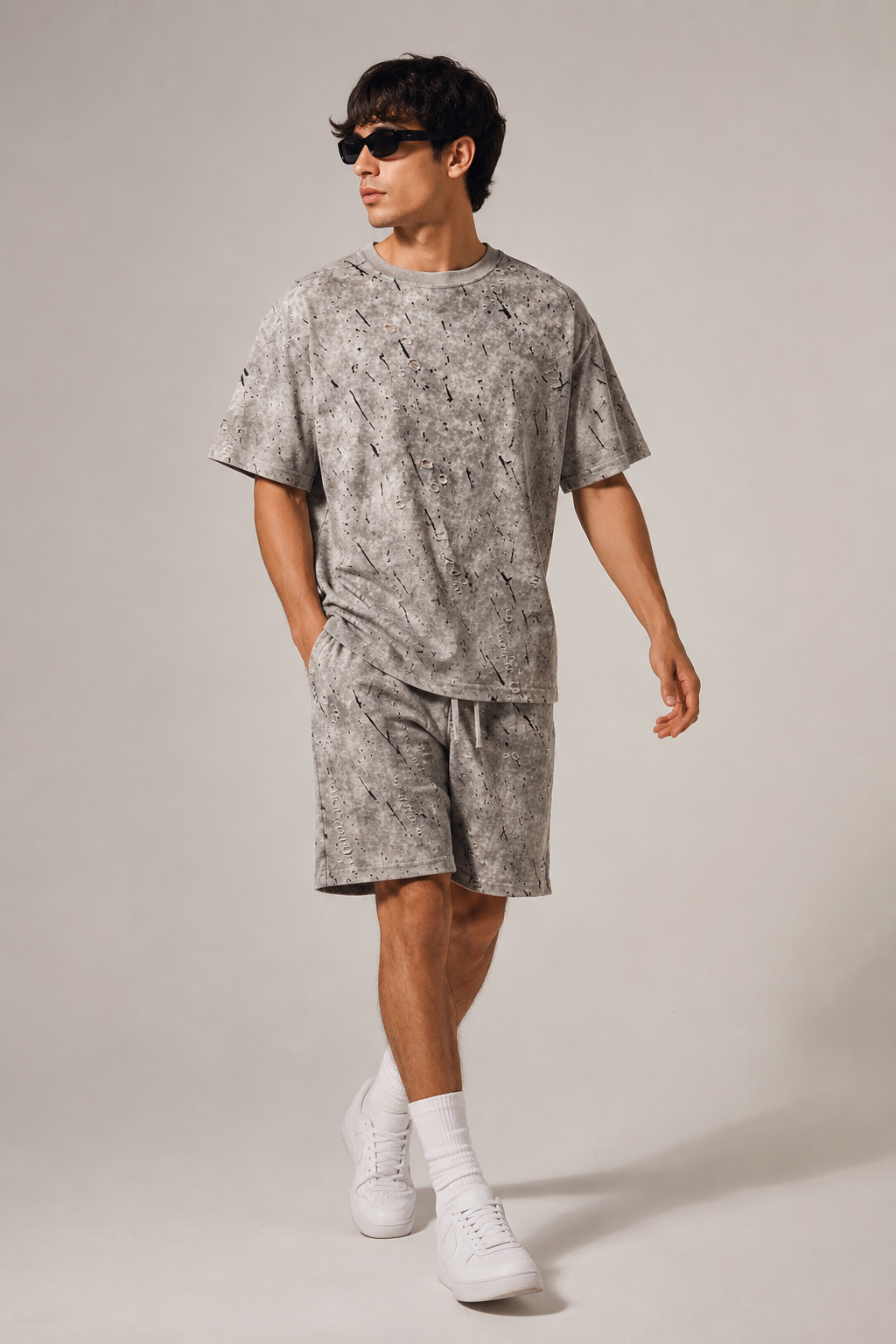 Urban Distressed Acid Wash Co-Ord Set