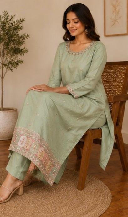 Elara Embellished Straight Kurta Set - Image 3
