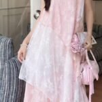 Elegant Floral Embroidered Layered Maxi Dress