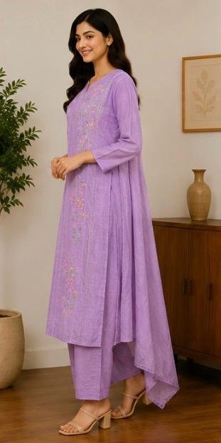 Floral Grace Lavender Kurthi - Image 4
