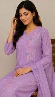 Floral Grace Lavender Kurthi - Image 3