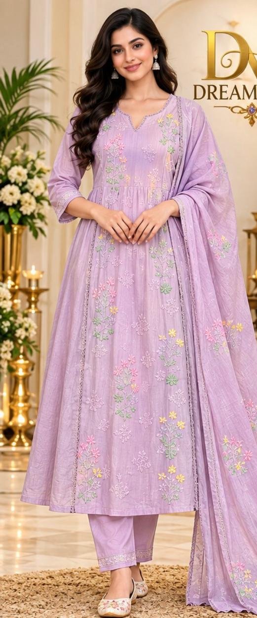 Floral Grace Lavender Kurthi