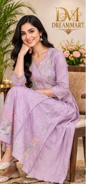 Floral Grace Lavender Kurthi - Image 4