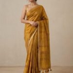 Golden Glow Tissue Cotton Saree with Soft Cream Border