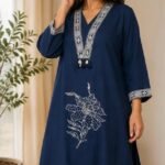 Midnight Bloom Embroidered Cotton Kurta Set