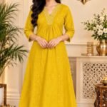 Mustard Yellow Mirror Work Elaine Kurta Set