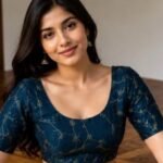 Navy Blue Embroidered Readymade Saree Blouse