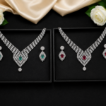 Radiant Teardrop Diamond Pendant Necklace Set