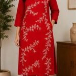Red Ruby Bloom Embroidered Cotton Kurta Set