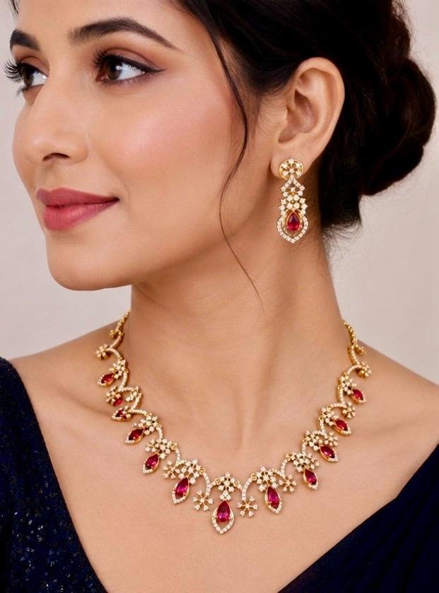 Royal Bloom Diamond Necklace Set - Image 6