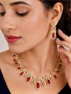 Royal Bloom Diamond Necklace Set - Image 4