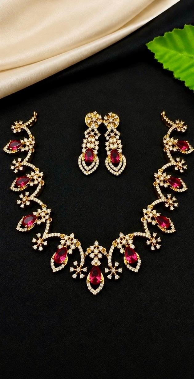 Royal Bloom Diamond Necklace Set - Image 2