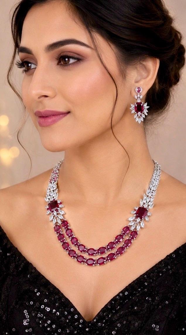 Royal Emerald & Ruby Necklace Set - Image 3