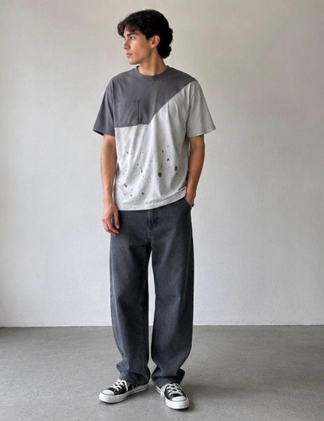 Urban Split Panel Oversized T-Shirt - Image 2