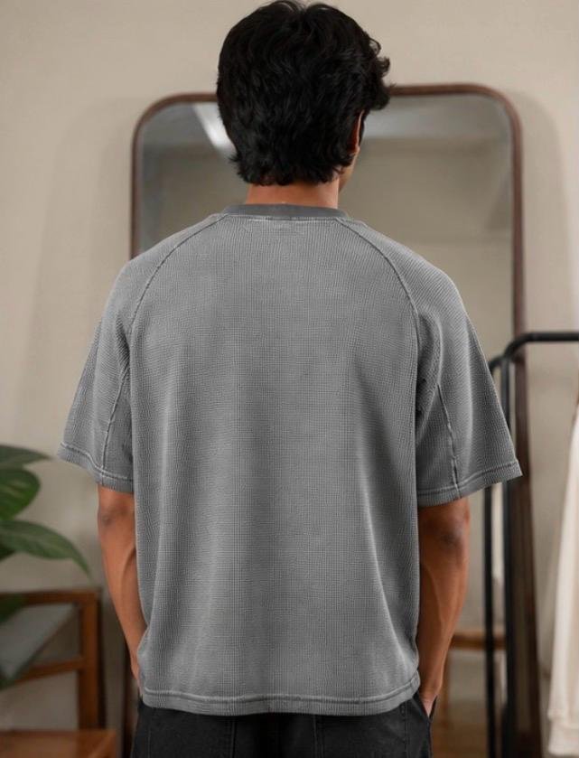 Vintage Washed Waffle Knit Oversized T-Shirt - Image 3