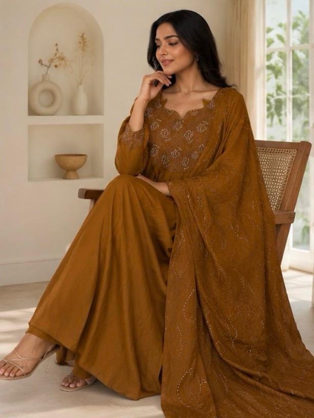 Zara Embroidered Anarkali Suit Set - Image 4