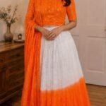 Aaradhya Orange Glow Dhavani Set