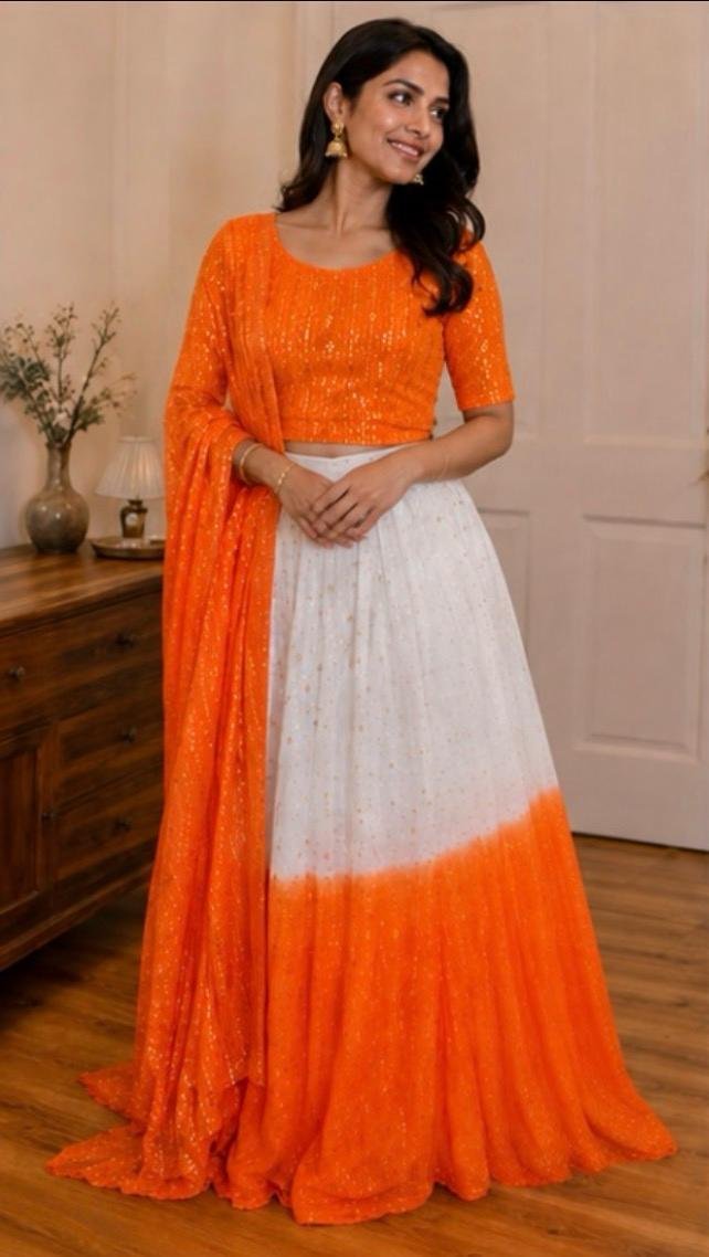 Aaradhya Orange Glow Dhavani Set