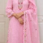 Blush Pink Floral Cotton Salwar Suit