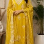 Mustard Yellow Embroidered 3-Piece Suit